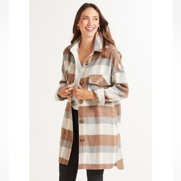 Evereve Jackets & Coats New Evereve Raye Plaid Shacket Poshmark